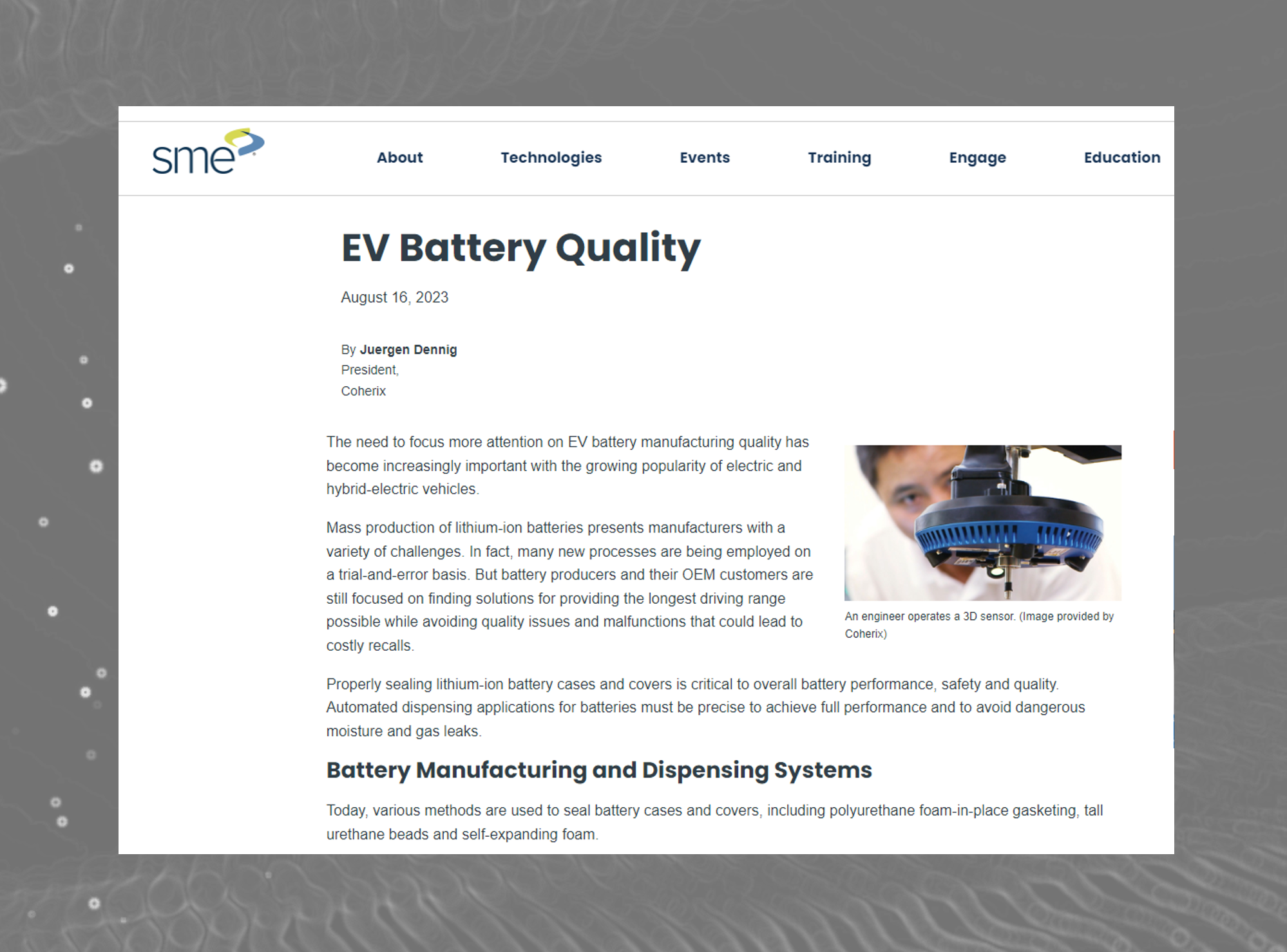SME Magazine - EV Battery Quality