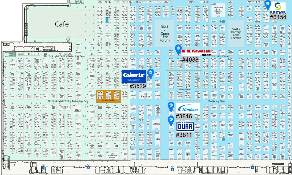 Battery Show 2024 Map with Coherix Partners